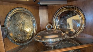 silver plate serving dish bowl  lot three-piece