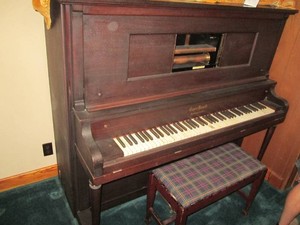 Antique Frayser Piano Co Richmond Indiana player piano with bench