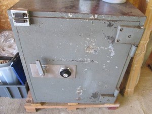 Extremely heavy, well made Vintage Mosler combination home safe approx 28x25x32in Buyer must bring own help and loading aids