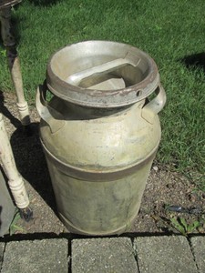 Vintage milk can with lid approx 24in tall