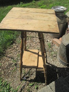 Antique wood 16x16.5x30in dual tier plant stand