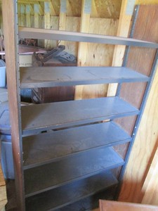Vintage metal multi-tier storage shelf approx 36.5x11.5x71.5in
