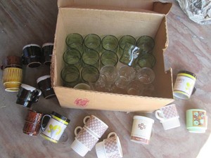 Variety of style and material vintage coffee mugs and cups
