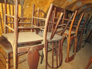 (21) vintage wood various style dining chairs