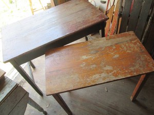Vintage assorted size wood desks larger unit 40x23x30in