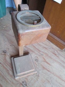 Vintage wood and metal freestanding ashtray approx 22in tall