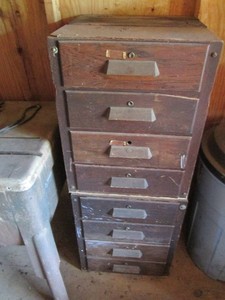 Pair of vintage wood night stands with drawers each approx 19x19x24in