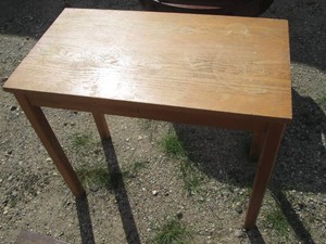Vintage wood space saver desk with drawer approx 30.5x17x27in