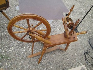 Antique wood spinning wheel