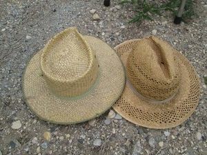 Pair of vintage straw hats
