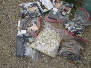 Huge variety of vintage buttons, clips, threads and other sewing notions