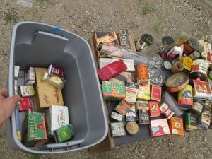 Massive Variety of vintage tin, glass and cardboard collectibles