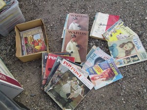 Variety of vintage Wards, Saturday Evening Post and other assorted magazines and catalogs