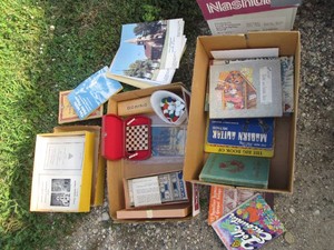 Assortment of vintage song books, religious hymns, games and more