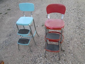 Pair of vintage metal fold-out step stools