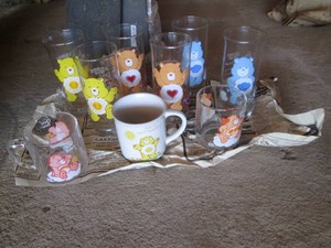 Care bear themed collectible glassware