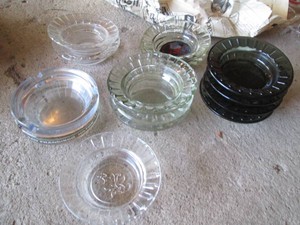 Assorted glass dish style ashtrays