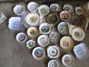 Collection of landmark vintage glass ashtrays