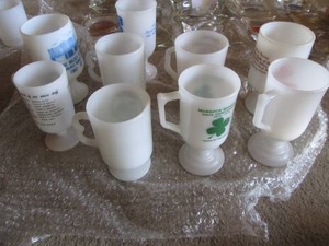 Vintage fire king advertisement stemware mugs