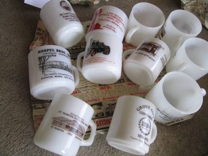 Assortment of fire king advertisement mugs