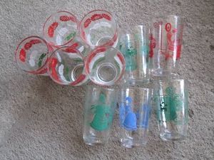Collection of vintage glass dairy glasses