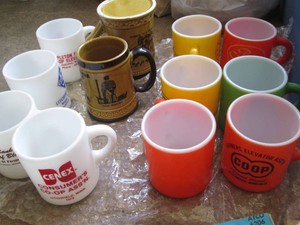 Vintage steins and bubbled paint fire king mugs