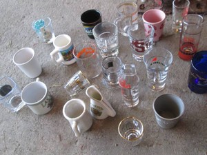 Unique vintage shot glass variety