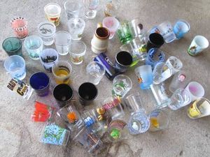 Large selection of landmark and assorted vintage shot glasses