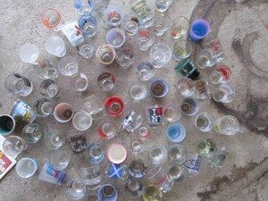 Wide variety of vintage various themed shot glasses