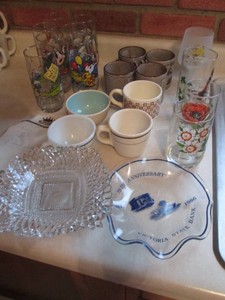 Smurfs and other collectible glasses, mugs and dishes