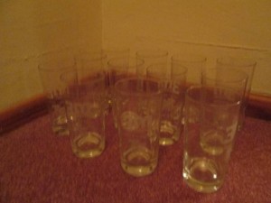 Collection of vintage 75th Anniversary 3M advertisement highball glasses