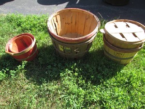 Bundle of vintage wood Apple and bushel baskets