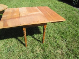 Vintage wood farmhouse table with drop leaf ends