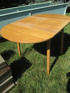 Vintage wood Oblong farmhouse table with drop leaf ends