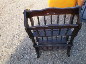 Freestanding Wood double decker magazine rack