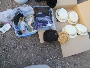 Collection of vintage hats, hankies, bandanas and more