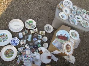 Huge Collection of vintage souvenir Plates, shot glasses and other dishware