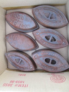 (6) Vintage ColebrookDale and Asbestos sad irons