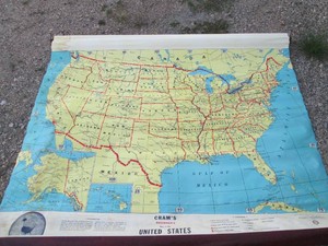 Vintage large Crams beginners map of the United States