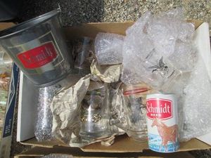 Schmidt Beer bucket and glassware plus other collectible drinkwarlle