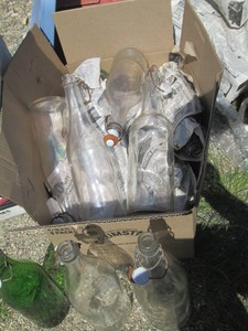 Vintage glass liter size soda bottles l