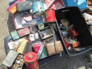 Vintage lighters, pipes, tobacco tins, bottle caps and ashtrays