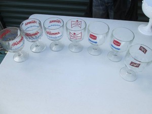 Collection of Schmidt, Schlitz, Hamms and Budweiser glass goblets