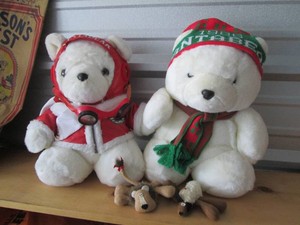 Vintage Santa Bears and Sewn plush toys