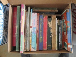 Box of vintage childrens books including Mother Goose