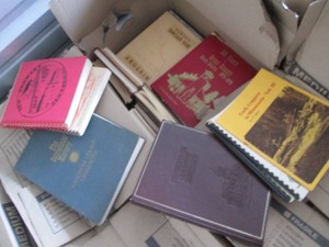 Box of vintage books on early MN logging, history and other topics
