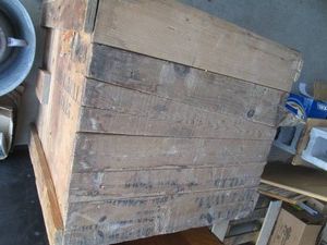 Vintage wood box crate with lid approx 28x25x28in