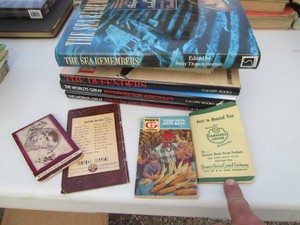 Vintage books on Shipwrecks, aircraft and automotive manuals