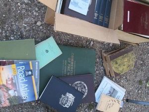 Vintage history and biography books, county Plate and world atlases