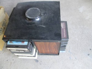 Rotating display of 8 track cassettes